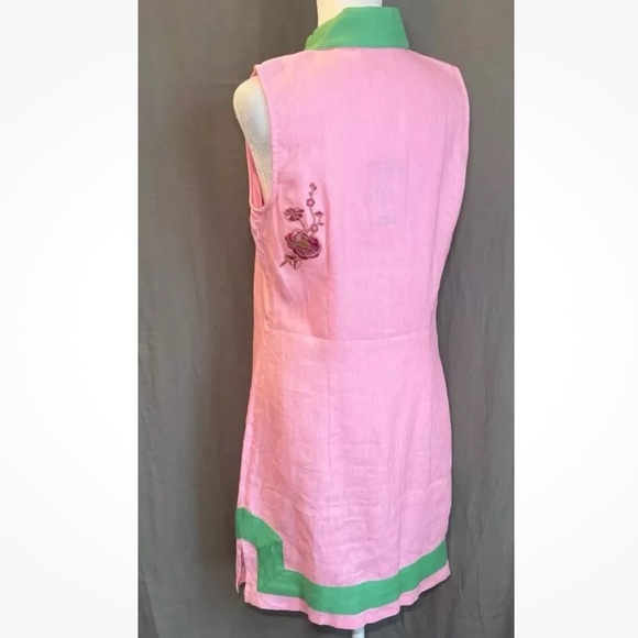SAIL to Sable Linen Hot Pink green  Tunic dress Custom size small - Picture 5 of 13